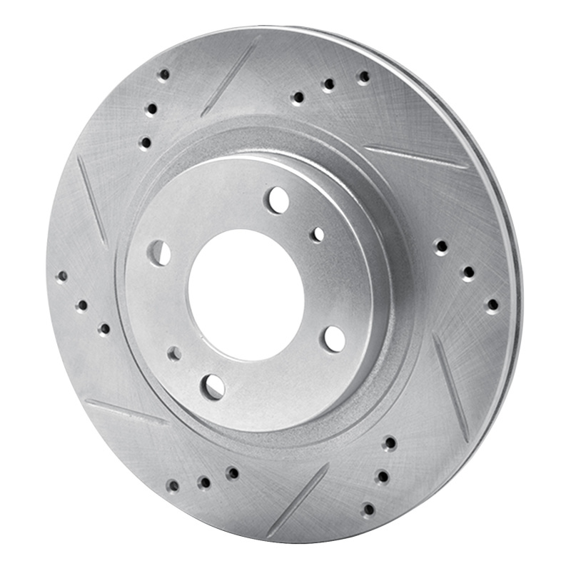 Mitsubishi I-MIEV Brake Rotor (1) - Front Left - R1 Concepts - Drilled & Slotted - Silver - `12-`17